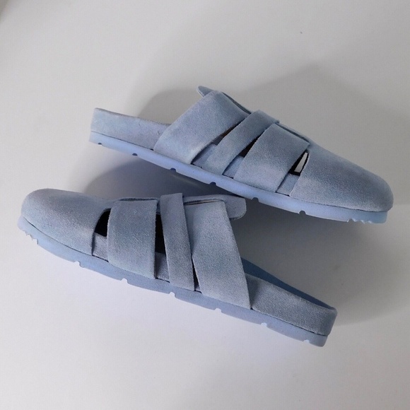 NEW with Box!! FREE PEOPLE Sunday Season Suede Mules Shoes Bluebell Slip-Ons 7 - Picture 7 of 16